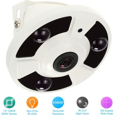Système de vidéosurveillance panoramique HD 2000 TVL 1080P 1,7 mm Fisheye 360° pour la surveillance domestique (NTSC) (1/2)