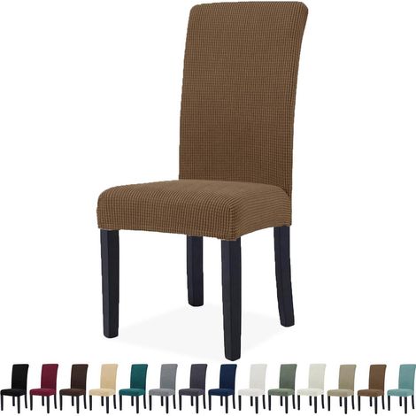 Housses de chaise extensibles marron lot de 6 pour salle à manger hôtel cuisine (1/5)