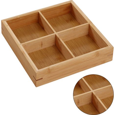 Plateau en bois à plusieurs compartiments, plateau de service pour fondue chinoise, assiette à sushis, 4 compartiments (1/5)