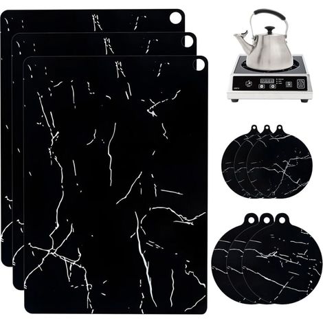 9 Pièces Protection Plaque Induction, Protege Plaque Induction, Protege Plaque de Cuisson, Tapis en Silicone pour Cuisine, Protection Plan de Travail Cuisine, Résistant à 230°C, Résistant aux Rayures