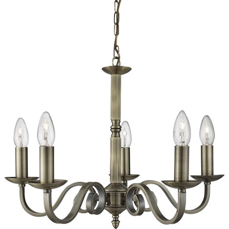 Lampadario Contemporaneo Richmond Acciaio Ottone 5 Luci E14 (1/5)
