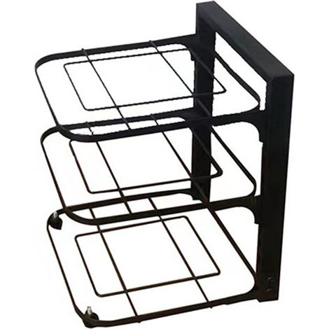 Étagère de rangement de cuisine en acier au carbone, multicouche, noire, pour casseroles et poêles, trois niveaux, 45 x 24 x 7 cm / 17,7 x 9,4 x 2,8 pouces (1/5)
