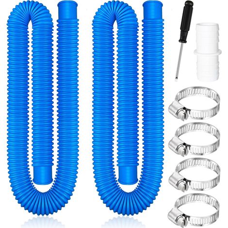 Tuyau de piscine 32 mm — Comprend 2 tuyaux de rechange de 1,5 m, 4 colliers de serrage et 1 raccord bleu. (1/5)