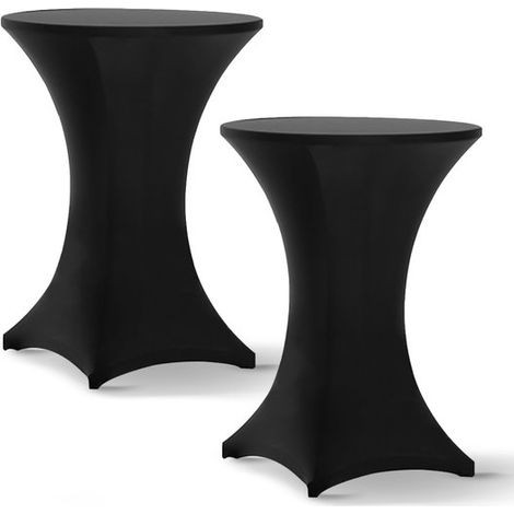 2 pièces - Jupe de table haute - Housse de table debout - 80 x 110 cm - Noir - Décoration pour anniversaire, mariage et fêtes (1/5)