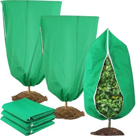 Lot de 3 housses d'hivernage pour plantes 80 x 120 cm, avec fermeture éclair et cordon, protection extérieure contre le gel (1/5)