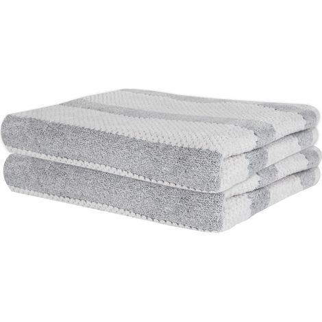 Lot de 2 serviettes en microfibre gaufrée - Douceur incomparable et absorption rapide, grises (1/4)
