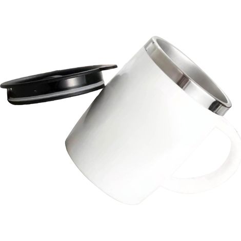 Kaffeeflasche aus Edelstahl 304, hübscher Becher mit Deckel, stoßfest, 420 ml, weiß, fürs Homeoffice (1/5)