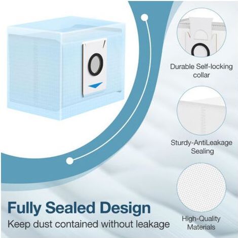 Sacs à poussière pour aspirateurs robots ECOVACS DEEBOT X1 OMNI Turbo T10 T20 Omni T20/T20 Max/T20 Pro/X&T, filtration efficace à 4 couches pour sac à poussière Deebot T20 Omni,12 pièces (1/4)