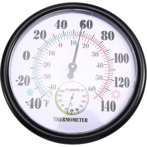 Innen-/Außenthermometer-Hygrometer, großes 10-Zoll-Analogmessgerät mit gut ablesbarem runden Zifferblatt (-40°F bis 140°F) (1/5)