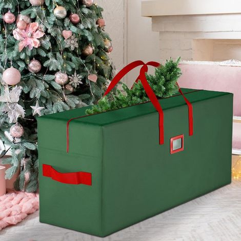 Sac de rangement extra large pour sapin de Noël, boîte de rangement en tissu Oxford avec poignées et fermeture éclair, vert, 122 x 38 x 51 cm (1/5)