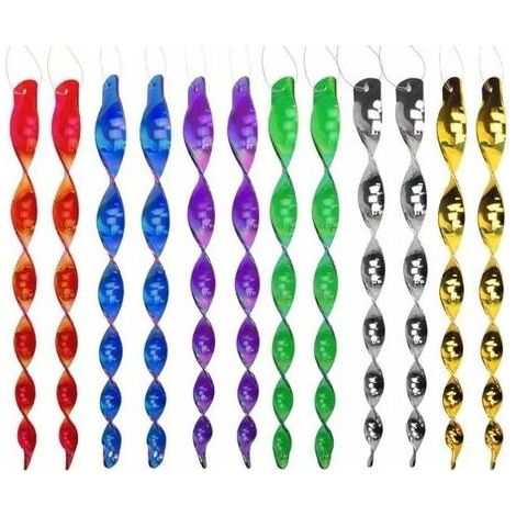 Répulsif oiseaux 12 pièces – Épouvantail en spirale rotatif 30 cm – Réflexion 360° – Non toxique et respectueux de l'environnement – 6 couleurs (1/4)