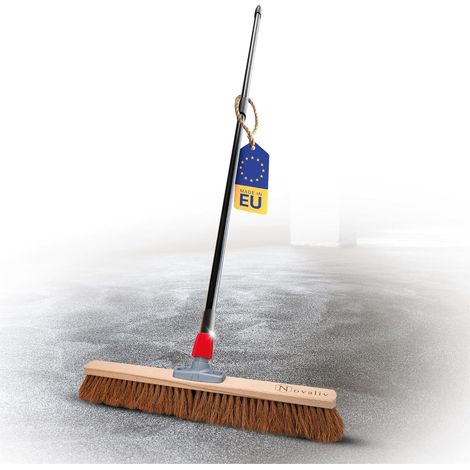 Novaliv Baies de noix de matériau naturel 60 cm avec Teleskopstiel Poitrines de noix de matériau naturel Baies Naturborsten mit Stiel Werkstattbesen