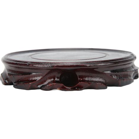 Socle rond en bois sculpté, multifonctionnel, élégant présentoir rétro en bois sculpté, idéal pour la décoration intérieure ou comme cadeau. Diamètre intérieur : 12 cm, hauteur : 2,5 cm. (1/5)