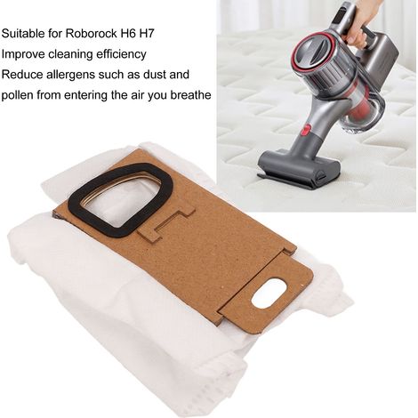 Ortviai Sac à poussière compatible Roborock H6/H7 SCWXCQ01RR – Lot de 10 pièces en papier renforcé et fibre écologique (1/4)