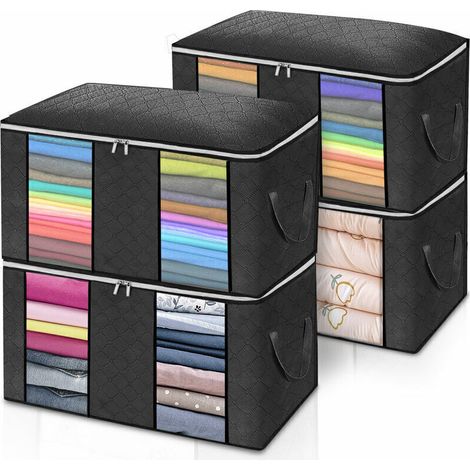 Lot de 4 Sacs de rangement H.35 x l.60 x P.40 cm Couleur Noir (1/4)