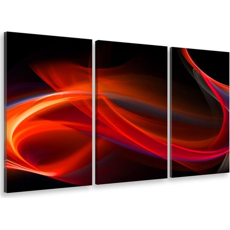 Tableau triptyque abstrait rouge transcendant - 90x60 cm (1/5)
