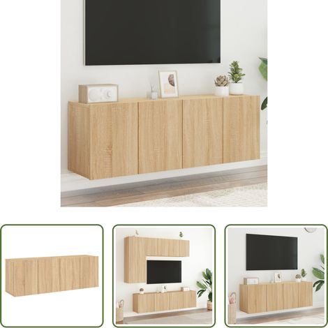 Wandmontage - TV-Wandschränke 2 Stk. Sonoma-Eiche 60x30x41 cm (1/5)