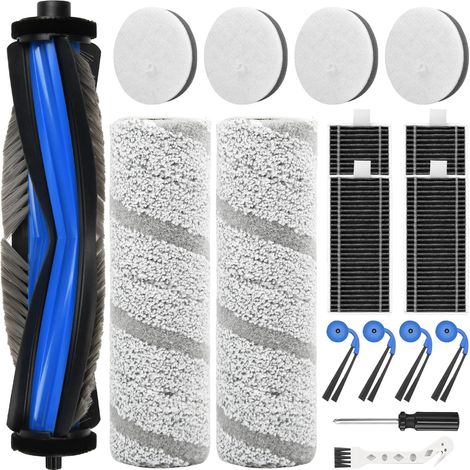17 Stück Zubehör für Ecovacs Deebot X11 OmniCyclone, X11 Omni Saugroboter, 1 Hauptbürste, 2 Wischwalze, 4 Schwammfilter, 4 HEPA-Filter, 4 Seitenbürsten, 1 Reinigungsbürste,1 Schraubendreher (1/4)