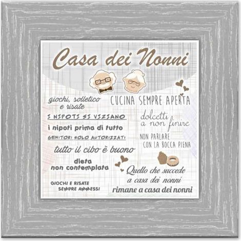 Lupia - Quadro Moderno con mattonella Ceramica stampata, cornice shabby Boston 30x30 cm CASA DEI NONNI cornice Boston Grey