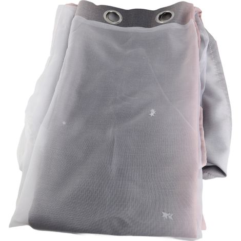 Deux rideaux épais, double épaisseur, en polyester à la texture tulle et à la gamme de couleurs variée, pour salon et chambre, gris, 134 cm x 240 cm (1/5)