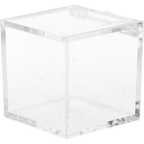 Boîte à dragées transparente en forme de cube, boîte cadeau en plastique transparent pour mariage, 6 x 6 cm (1/4)