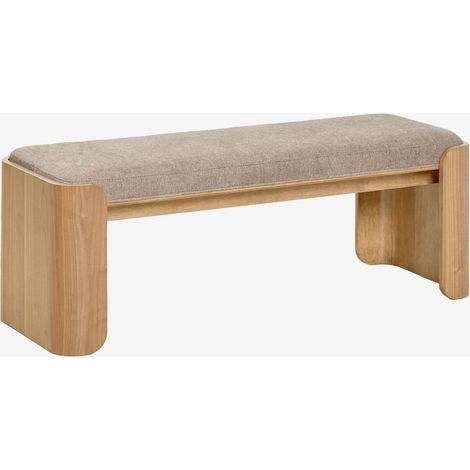 SKLUM Bank aus Kautschukholz und Furnier Lofren &x2194&xFE0E 140 cm Braun Natur