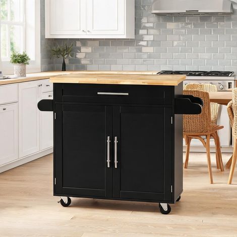 Buffet coloris noir en gummiholz MDF 109 x 40 x 89 cm (1/5)
