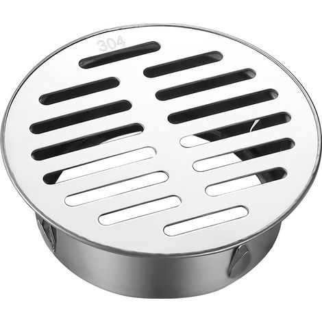 – Siphon de sol rond en acier inoxydable – Manchon antiblocage pour tuyaux d'évacuation – Empêche obstructions et odeurs – Nettoyage facile (1/5)