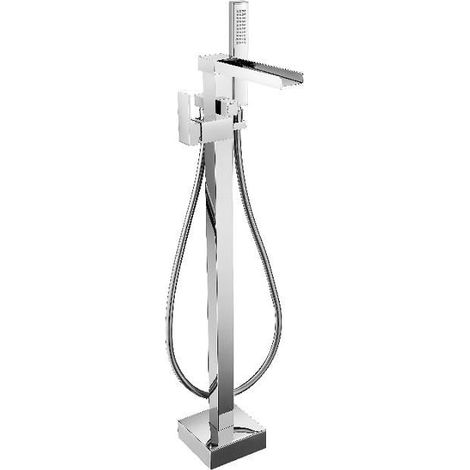 Miscelatore per vasca freestanding a cascata TANO con doccetta cromato (1/5)