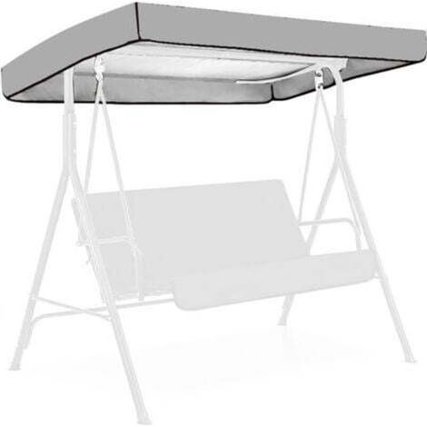 Balançoire 3 places en polyester argenté imperméable – Style contemporain décontracté, dimensions 191 x 120 x 23 cm (1/5)