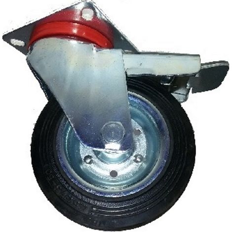 RUOTA AVO 103 125 x 37,5 mm RIVESTIMENTO IN GOMMA PIENA GIREVOLE CON FRENO (1/2)