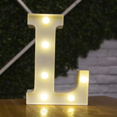 Lettre Allume la Forme de Symbole de LED, Lampes de Table de chapiteau en Plastique d'alphabet fête de Mariage d'anniversaire Tous Les Jours à la Maison tenture Murale Decor-L (1/5)