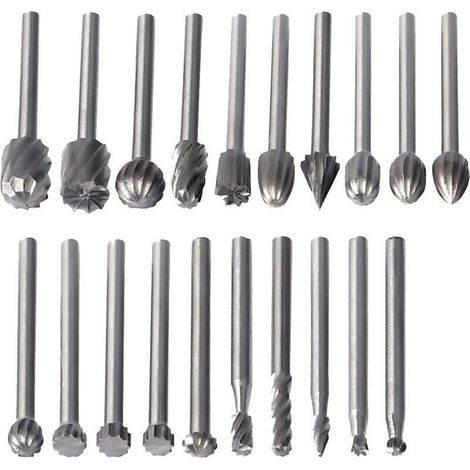 20 Fraises Rotatives en Acier Rapide pour Bois, Embouts de Routage 3 mm Compatible Dremel, Accessoires Outil Rotatif Polyvalent (1/4)