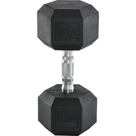 Mancuerna hexagonal de hierro fundido 17,5 kg negra (1/5)