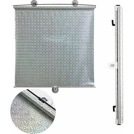 Lot de 2 stores enrouleurs à ventouses, pare-soleil, rideaux occultants pour voiture et maison - yky - 45 x 125 cm - Argent (1/4)