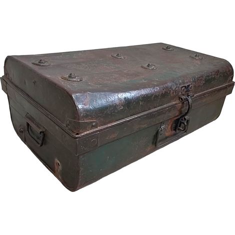 Maleta de metal acabado artesanal marrón 67x37x25h cm