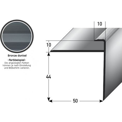 Einschubprofil "Castlebar" mit Nase für Parkett / Laminat, Einfasshöhe 10 mm, Aluminium eloxiert, gebohrt-bronze dunkel-1000