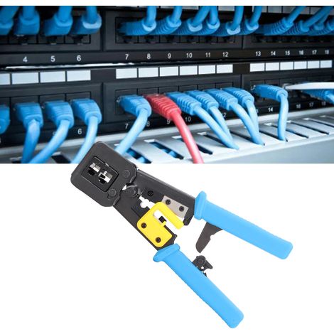 EZ Network Crimpwerkzeug-Set – Crimpzange für Netzwerkkabel mit durchgehendem Profil (Crimpzange für 6P/8P RJ45-Stecker) – Multifunktionszange (1/5)