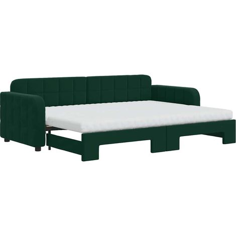 Maison Exclusive - Divano Letto Estraibile Materassi Verde Scuro 80x200 Velluto (1/5)