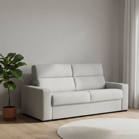 Dmora - Sofá cama 3 plazas Zeudi, Sofá convertible para salón, acolchado, desenfundable, calidad 100% Made in Italy, 220x95 h100 cm, Gris claro (1/5)