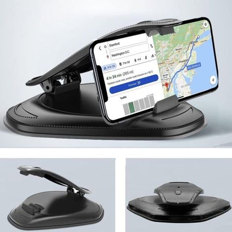 1 support téléphone voiture, fixation ventouse, compatibilité smartphone universelle, pour conduite sécurisée (1/4)