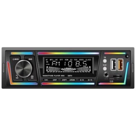 BARKBUSTERS Autoradio Bluetooth avec RDS, port de chargement USB-C, mode lecteur multi-lumière, FM/AM, autoradio 1 DIN avec 2 ports USB/MP3/AUX/carte SD/réglages audio DSP/égaliseur (1/5)