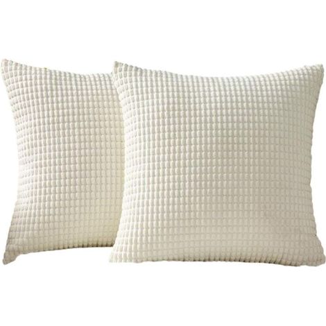 Lot de 2 housses de coussin motif grain de maïs – Beige clair – Dimensions 45 × 45 cm (1/5)