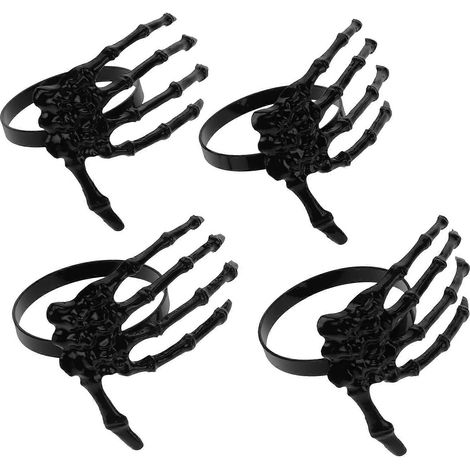 Ronds de serviette fantômes sur le thème d'Halloween, parfaits pour les fêtes, couleur noire, lot de 24. (1/5)
