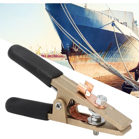 Pince de mise à la terre tout cuivre de type A 300A, pince de mise à la terre pour soudage électrique (soudage sous protection gazeuse à l'arc argon) et machine à souder MIG/MAG, avec manchon en cuir (1/5)