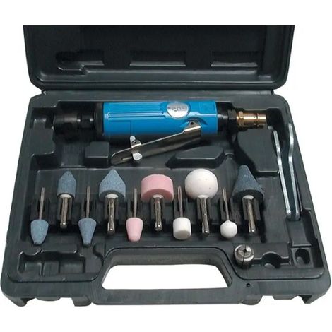 Güde – Meuleuse pneumatique droite 15 pièces – Pression 6 bars – Rotation 22000 t/min – Pour meulage et finition précise