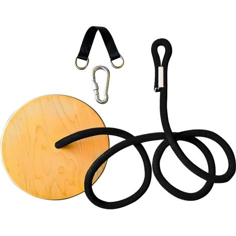 Balançoire ronde en bois balançoire d'arbre à disque d'extérieur balançoire extérieure à disque en bois à haute résistance balançoire ronde siège de balançoire réglable (L: 2m R: 30cm) (1/2)
