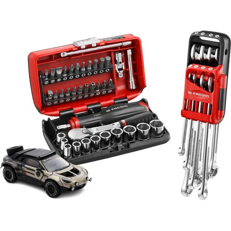 FACOM - Pack OGV Grip NANO - un jeu de clés mixtes 441 en étui 8 pièces + un coffret NANO 1/4" 38 pièces - Miniature 1/43e offerte - R.GRP-EA25 (1/2)