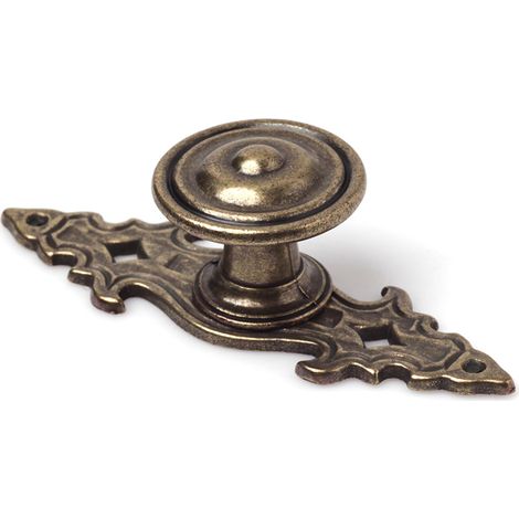 Pomo en placa de zamak con acabado, dimensiones: 85x30x26mm -