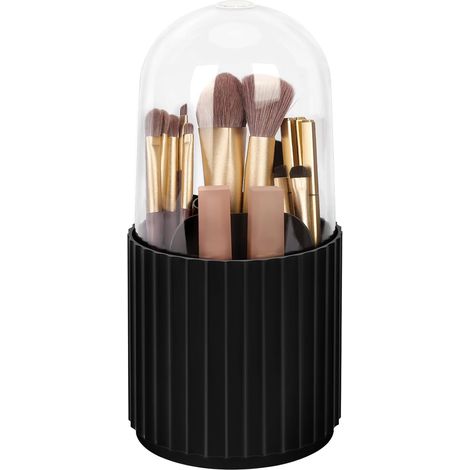 Porte Pinceaux de Maquillage avec Couvercle, 360 degrés Organisateur de Pinceaux de Maquillage Rotatif Porte Cosmétiques Rotatif Rangement des Pinceaux pour Salle de Bain Comptoir Vanité (1/5)